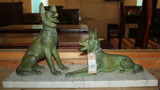 Art Deco Spelter dog group